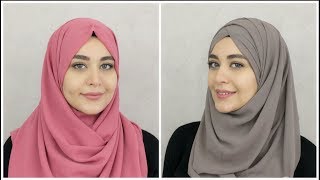 2 New Chiffon Hijab Tutorials  Muslim Queens by Mona [upl. by Weed]