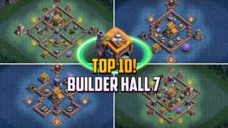 TOP 10 Builder Hall 7 BH7 Base Layout  Copy Link 2024  Clash of Clans [upl. by Niran]