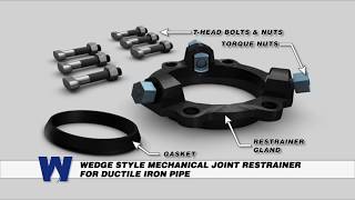 Wedge Style Mechanical Joint Restrainer for Ductile Iron Pipe  WaterworksTrainingcom [upl. by Milissent]