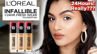 Loreal Infallible FRESH WEAR Foundation  FULL DAY Wear Test  BeautiCo [upl. by Ahsap265]