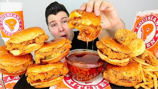 Popeyes Spicy Chicken Sandwich With Bloves Sauce • MUKBANG [upl. by Donica]