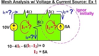 Electrical Engineering Ch 3 Circuit Analysis 13 of 37 Mesh Analysis w Voltage amp Current Sources [upl. by Aikcir]