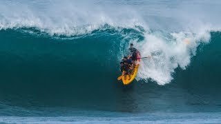 Kayak Surfing Huge Sunset Beach  Jamie OBrien [upl. by Peednama884]