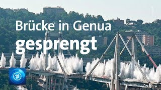 Unglücksbrücke in Genua kontrolliert gesprengt [upl. by Iah]