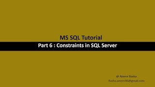 Part 6 Constraints in SQL Server [upl. by Lucienne]