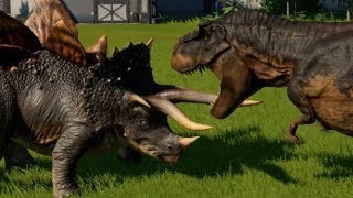 TRex vs Stegoceratops Triceratops Torosaurus Pentaceratops Styraco Chasmo amp Sino 1080p 60FPS [upl. by Arym]