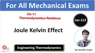 Joule Kelvin Effect  Joule Thomson Effect  Engineering Thermodynamics112  Mech Learner [upl. by Anauqahc]