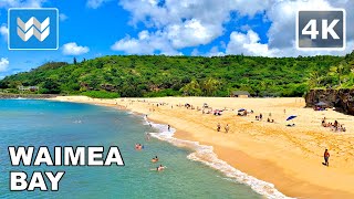 4K Waimea Bay Beach Cliff Jumping Spot in Haleiwa North Shore Oahu Hawaii USA Walking Tour 🎧 [upl. by Yror646]