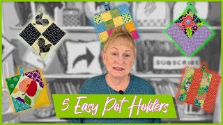 5 Easy Pot Holders  The Sewing Room Channel [upl. by Tinya]