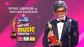 Sunil Grovers hilarious mimicry of Amitabh Bachchan at Smule Mirchi Music Awards 2020 [upl. by Malka954]