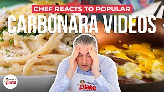 Italian Chef Reacts to Popular CARBONARA VIDEOS [upl. by Tenenbaum]