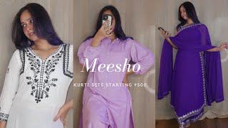 Meesho Kurti Sets Starting 500  Meesho Latest Kurti Set Haul [upl. by Maleen405]