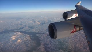 Qantas 747400 BUSINESS Class New York  Los Angeles  Sydney QF18 [upl. by Ahsein124]