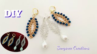 Christmassy Earrings  Super Easy Tutorial  DIY Beaded earrings [upl. by Den19]