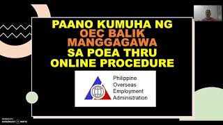 PAANO KUMUHA NG OEC BALIK MANGGAGAWA ONLINE PROCESSING SYSTEM [upl. by Aihseyt60]