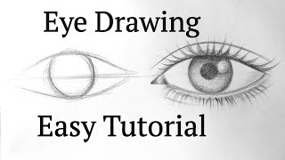 How to draw an eyeeyes easy step by step for beginners Eye drawing easy tutorial with pencil basics [upl. by Aehtorod33]