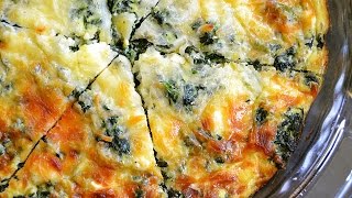 Spinach Mushroom and Feta Crustless Quiche [upl. by Riegel327]