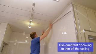 PVC Decorative Wall Ceiling and Flooring Panel Installation Video  Omega Changing Rooms Ltd [upl. by Ahsinyar]