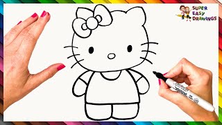 How To Draw Hello Kitty Step By Step 🐱🎀 Hello Kitty Drawing Easy [upl. by Nolyarg]