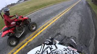 YFZ 450 VS TRX 400EX DRAG RACE [upl. by Wilfreda]