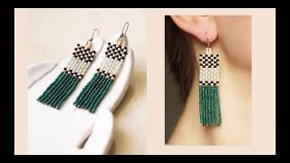 Seed bead geometric earrings tutorial for beginners [upl. by Selimah92]