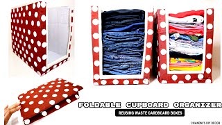 Best Way To Reuse Waste Cardboard Boxes Part  4  DIY Foldable Cupboard Organizer [upl. by Ahsiki8]