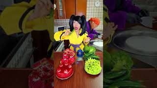 Ice cream challenge Green food vs red color food Shorts [upl. by Marron]