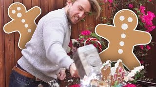 GINGERBREAD HOUSE SMASHING CHALLENGE Squad Vlogs [upl. by Eetsim]