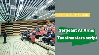 Sergeant At Arms speech  Toastmasters meeting  Online meeting script [upl. by Savadove529]