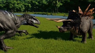 Indominus Rex vs Triceratops Stegoceratops Torosaurus Pentaceratops Styracosaurus Chasmo amp Sino [upl. by Hilel]