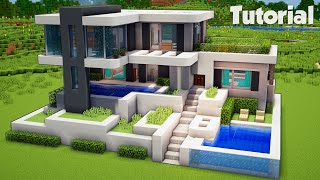 Minecraft How to Build a Modern House Tutorial Easy 27 Interior in Description [upl. by Ogeid]