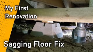 How I Fixed My Sagging Floor  My First Renovation [upl. by Hairehcaz]