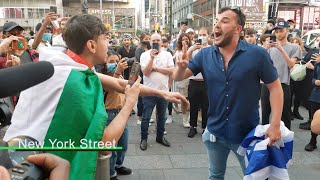 ProIsrael vs ProPalestine Protesters Clash in Times Square NYC May 20th 2021 [upl. by Leahcimnhoj105]