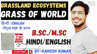 grassland ecosystems।grass of world। grassland ecosystems in hindi bsc msc ugcnet upsc ecology [upl. by Borrell440]