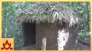 Primitive Technology Palm Thatched Mud Hut [upl. by Airotel]