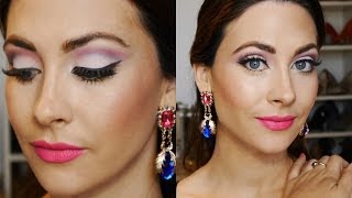 Look Maquillaje ojos y labios intensosFucsia amp Dorado [upl. by Leiahtan]