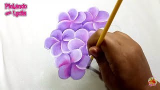 Pintura En Tela Principiantes Como Pintar Flores  Violetas [upl. by Ettedanreb576]