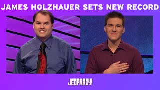 James Holzhauer Beats Roger Craig’s SingleGame Winnings Record  JEOPARDY [upl. by Eadie]