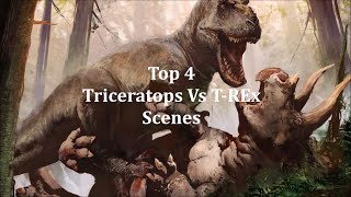 Top 4 Epic Triceratops Vs T Rex Scenes [upl. by Lepper120]