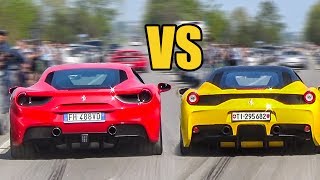 Ferrari 488 GTB vs Ferrari 458 Speciale  SOUND BATTLE [upl. by Nitnert]