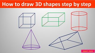 Draw 3D shapes step by step [upl. by Nnaeirb]