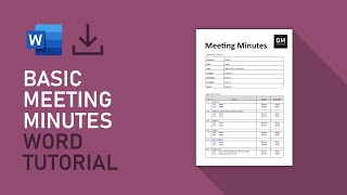 Basic Meeting Minutes Template  Microsoft Word Tutorial FREE DOWNLOAD [upl. by Hada40]