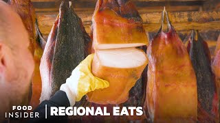 How Icelandic Fermented Shark Is Made  Regional Eats  Food Insider [upl. by Olim60]