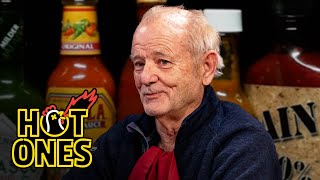 Bill Murray Doesn’t Flinch While Eating Spicy Wings  Hot Ones [upl. by Ecinahs552]