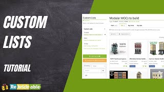Custom Lists  Rebrickable Tutorial [upl. by Sheela]