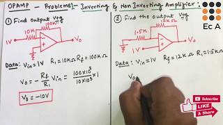 39 OPAMP problems 1  inverting amp non inverting Amplifier  EC Academy [upl. by Anabal974]