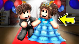 Baby Brooks FIRST SCHOOL DANCE In Roblox Brookhaven [upl. by Haorbed]