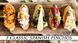 5 Classic Spanish Pinchos  Quick amp Simple Tapas Recipes [upl. by Dnomra639]