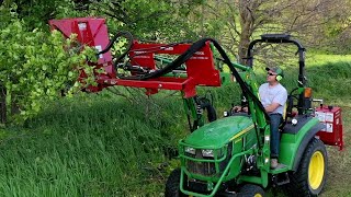 Mow Tree Limbs From Tractor Loader Mounted Rotary Cutter [upl. by Yggep]