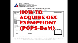 How to acquire OEC Exemption  OEC using the new platform POPSBaM [upl. by Ahsar]